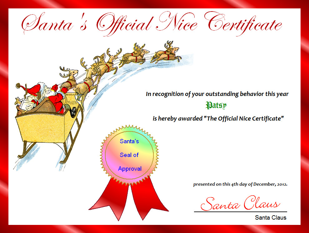 Gift Certificates For Kids
 FREE Printable Santa s ficial Nice Certificate for