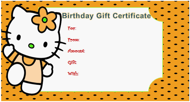 Gift Certificates For Kids
 Kitty Style Gift Certificate For Kids