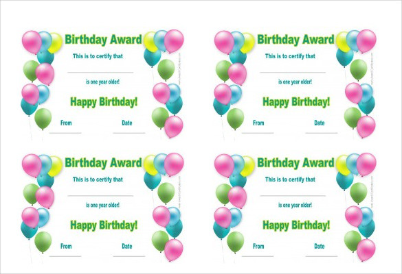 Gift Certificates For Kids
 Free Printable Birthday Certificate