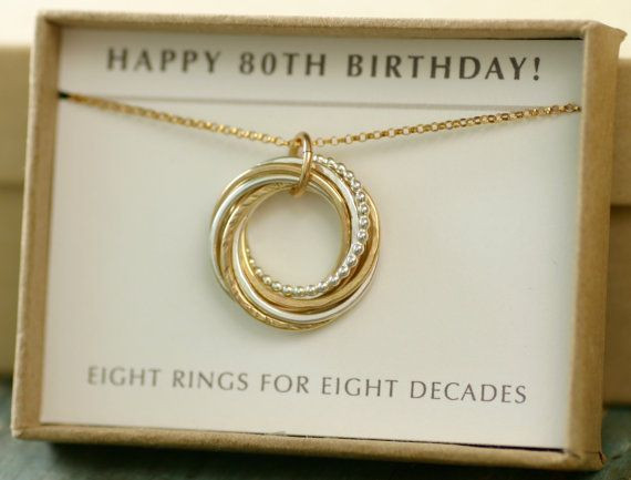Gift Ideas For 80 Year Old Mother
 80th Birthday Gift 80th Birthday Necklace 8 rings for 8