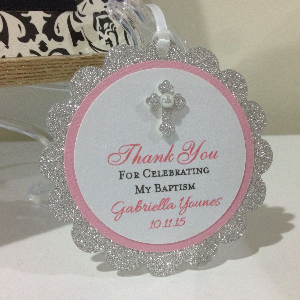 Gift Ideas For Baptism Baby Girl
 Baptism Favor Tags for a baby girl Handmade by