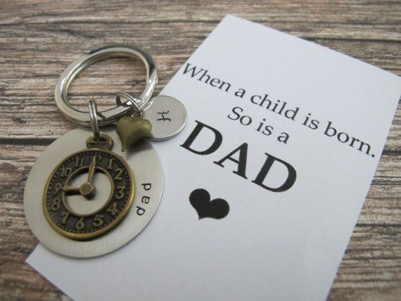 Gift Ideas For First Time Fathers
 First time dad Personalized name keychain New dad by
