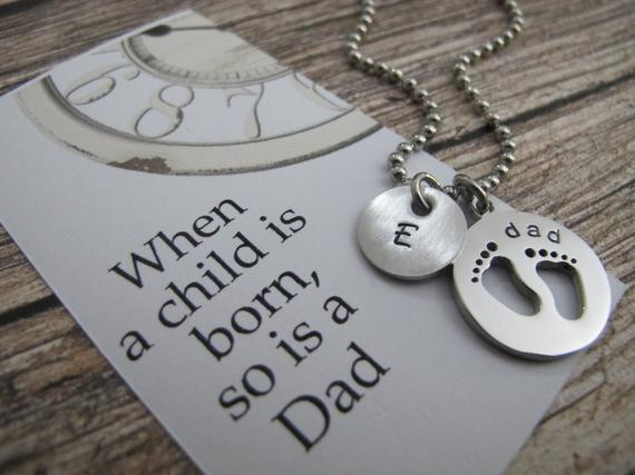 Gift Ideas For First Time Fathers
 First time dad Personalized Baby Feet Necklace New dad Gift