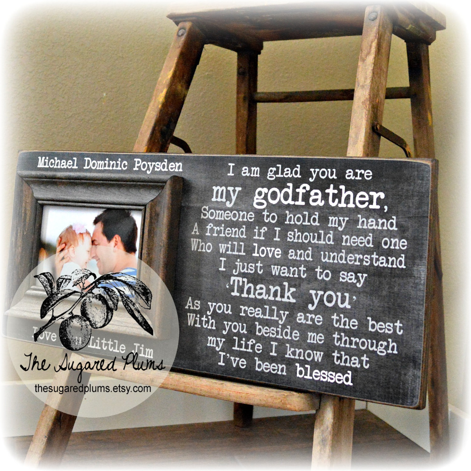 Gift Ideas For Godfather At Baptism
 Godfather Gift Godfather Frame Baptism Gift for Godparents