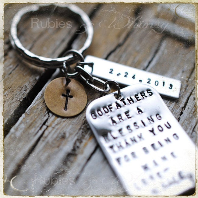 Gift Ideas For Godfather At Baptism
 Godfather Godmother Personalized Keychain Gift by