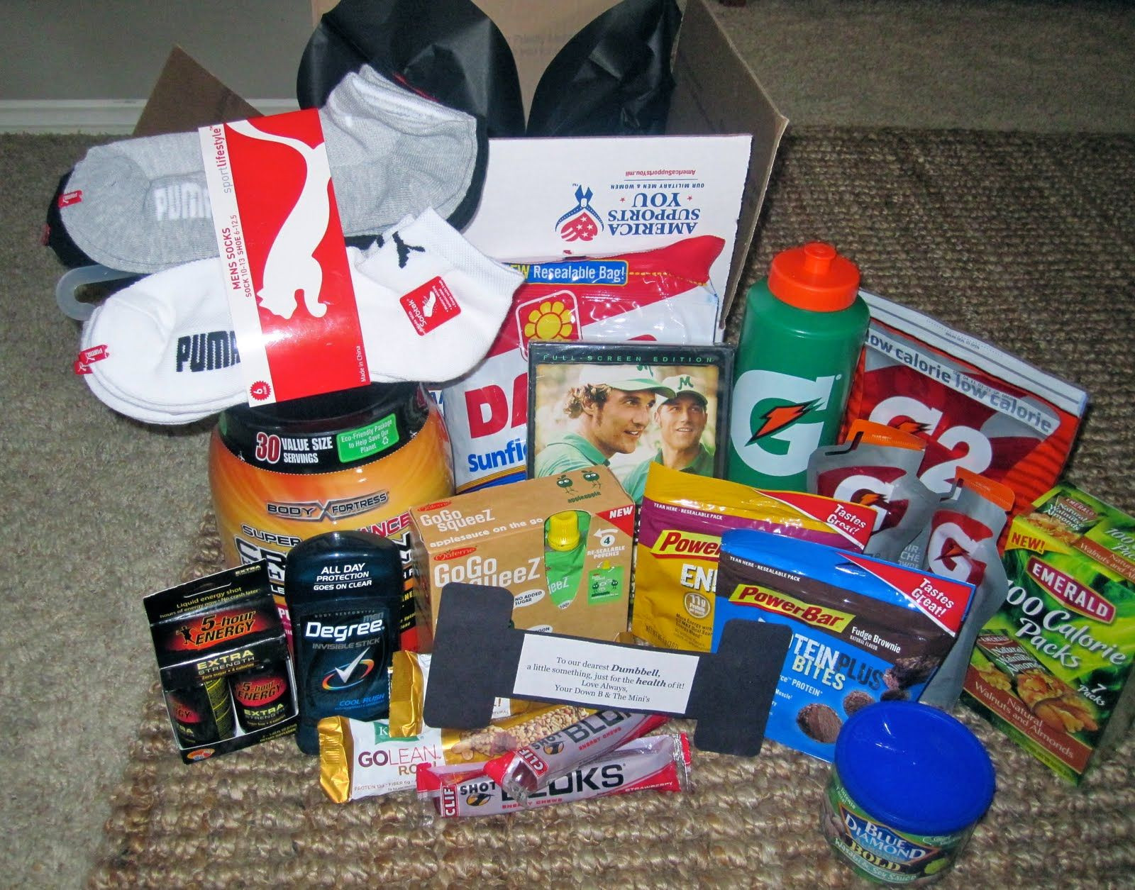 Gift Ideas For Military Boyfriend
 Fitness Theme Care Package Care package ideas