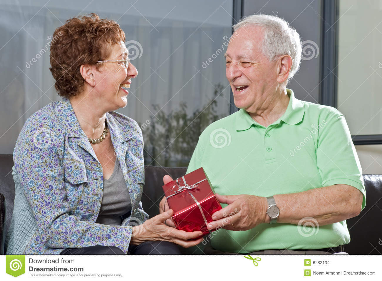 Gift Ideas For Older Couples
 Senior Couple Giving Gift Stock Image