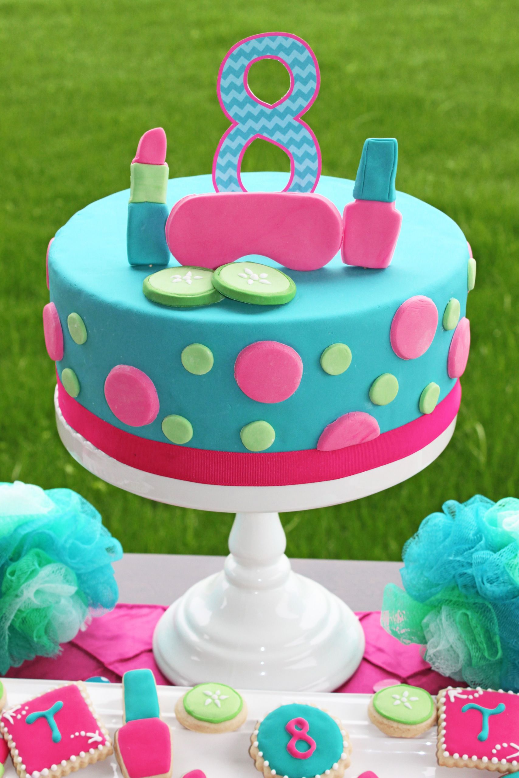 Girl Birthday Cake Ideas
 Girls Spa Party Birthday Cake pink teal lime spa birthday