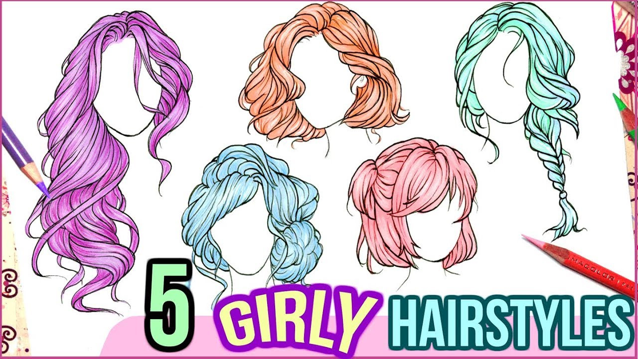 Girl Hairstyles Drawing
 DRAWING 5 CUTE GIRLS HAIRSTYLES