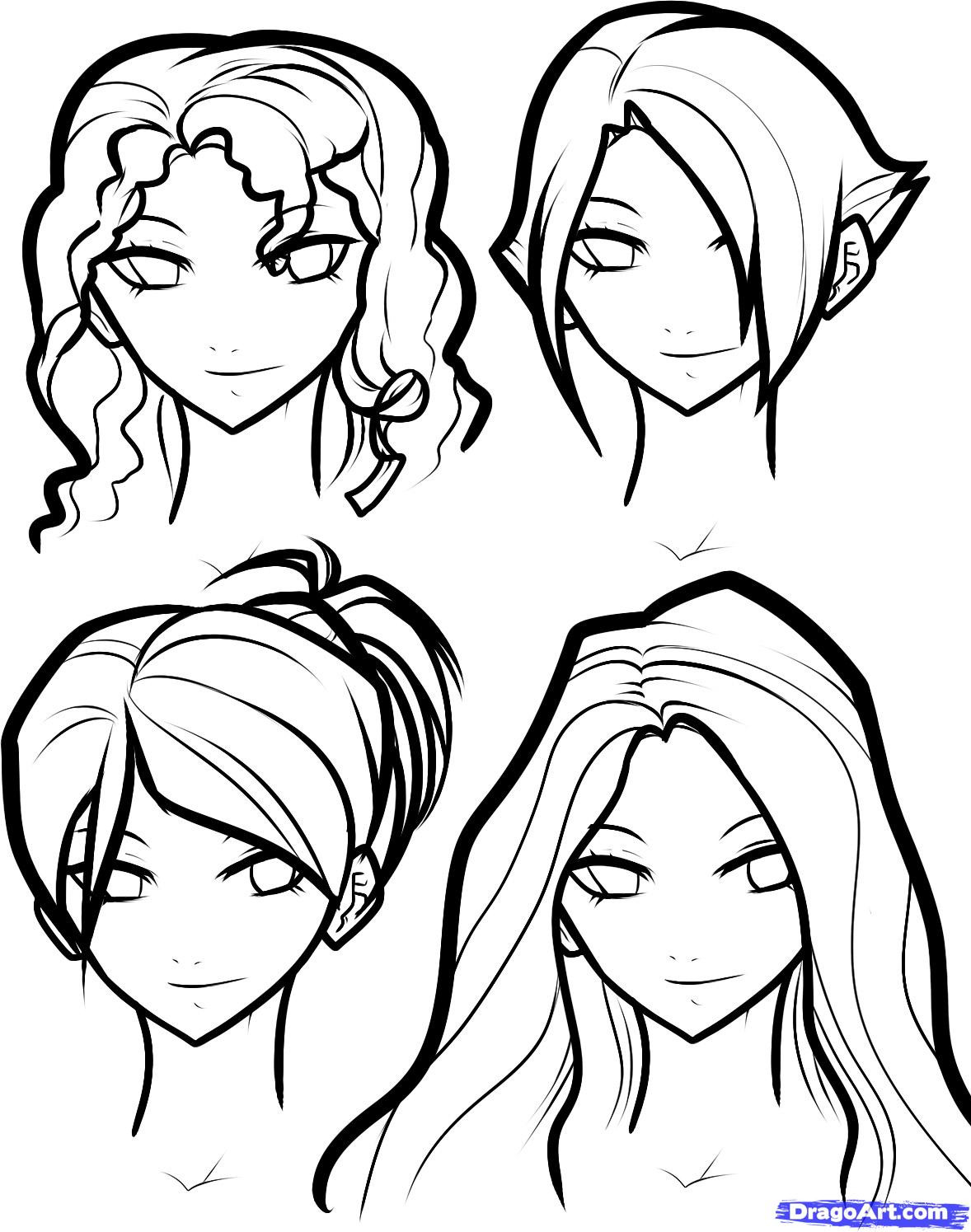 Girl Hairstyles Drawing
 How to Draw Hair For Girls Step by Step Hair People
