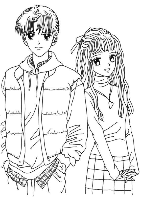 Girls And Boys Coloring Pages
 Boy and Girl Anime Coloring Page to Print New Coloring