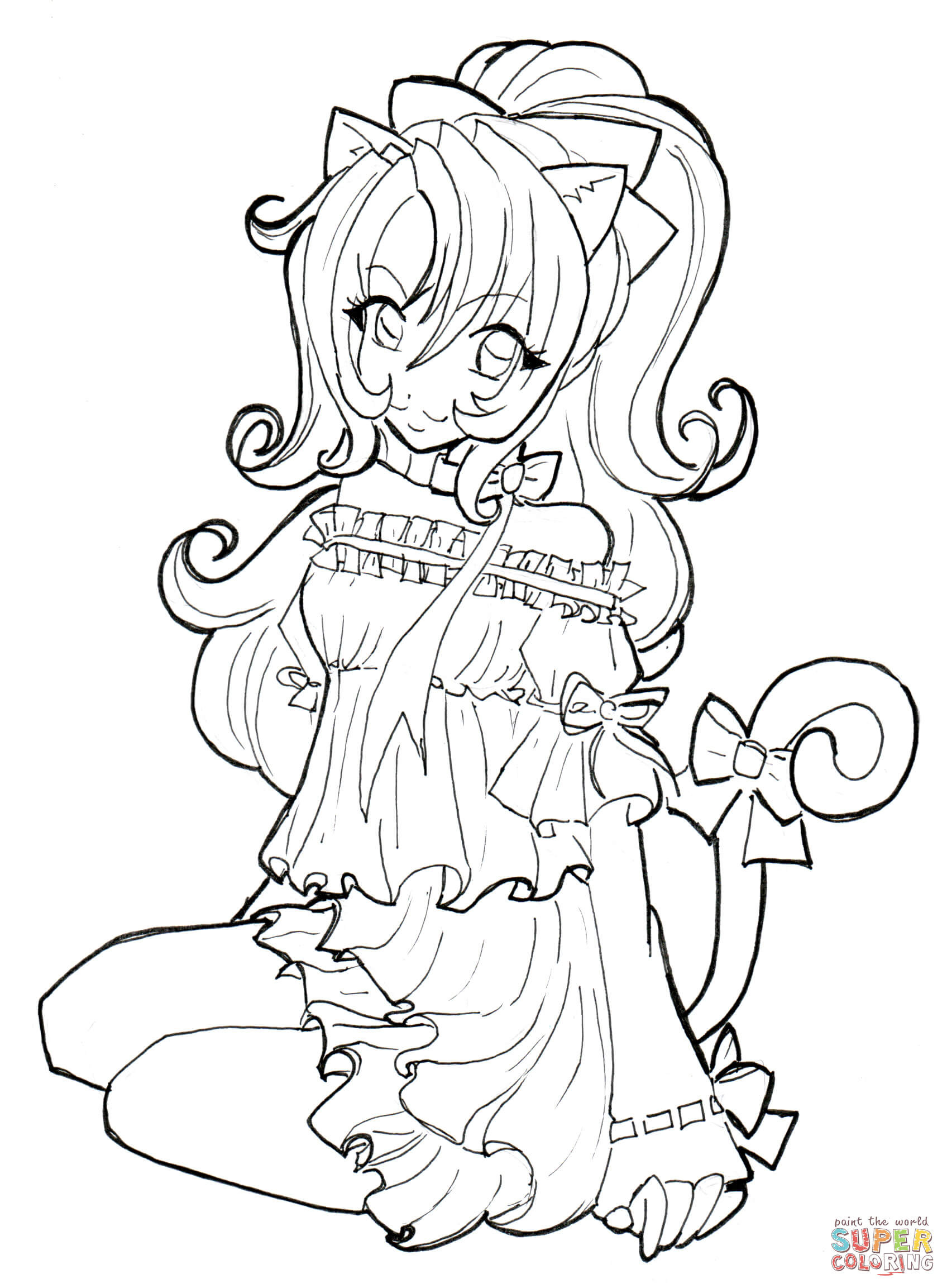 Girls Coloring Pages
 Cat Girl coloring page
