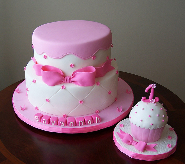 Girls First Birthday Cake
 Cake Place Pink First Birthday Cake with Smash Cake for Girls