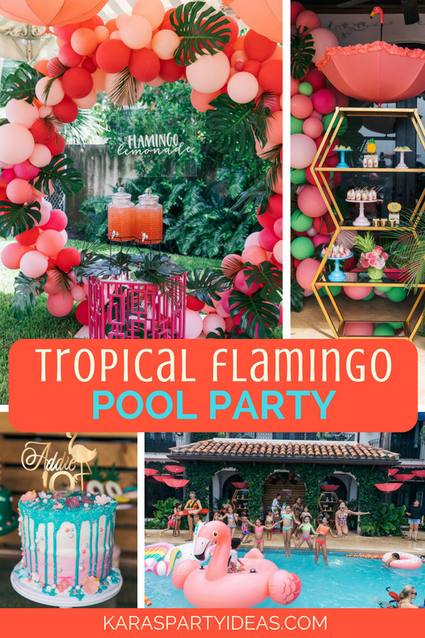 Girls Pool Party Ideas
 Kara s Party Ideas Tropical Flamingo Pool Party