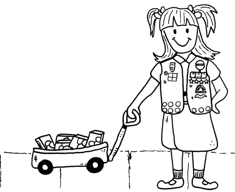 Girls Scout Cookie Coloring Pages
 girl scout bringing cookie coloring picture