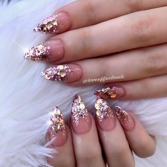 Glitter Pointy Nails
 Fantabulous Pointy Nails Designs You Would Love to Have