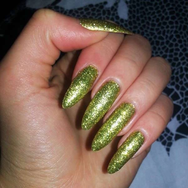 Glitter Pointy Nails
 10 Pointy Nail Designs Ideas