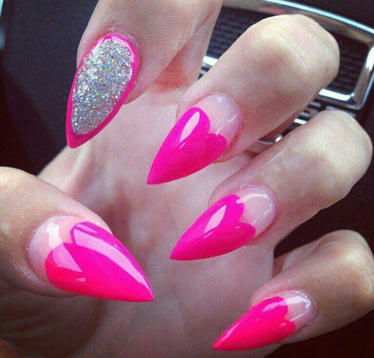Glitter Pointy Nails
 Pink Pointy Nails with glitter