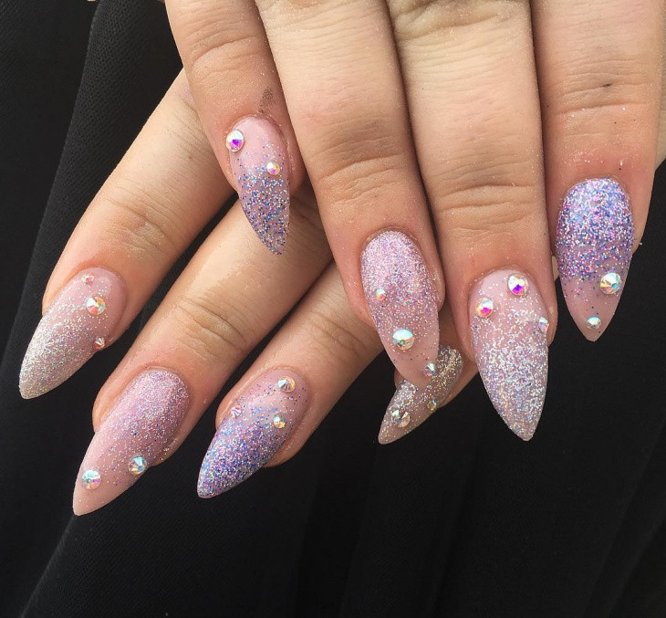 Glitter Pointy Nails
 19 Pointy Nails Art Designs Ideas