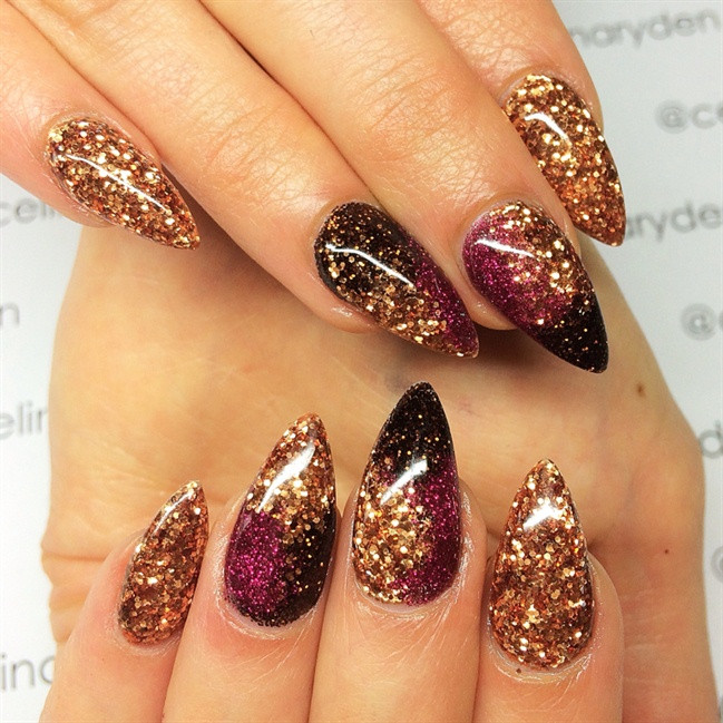 Glitter Pointy Nails
 Top 60 Gorgeous Glitter Acrylic Nails