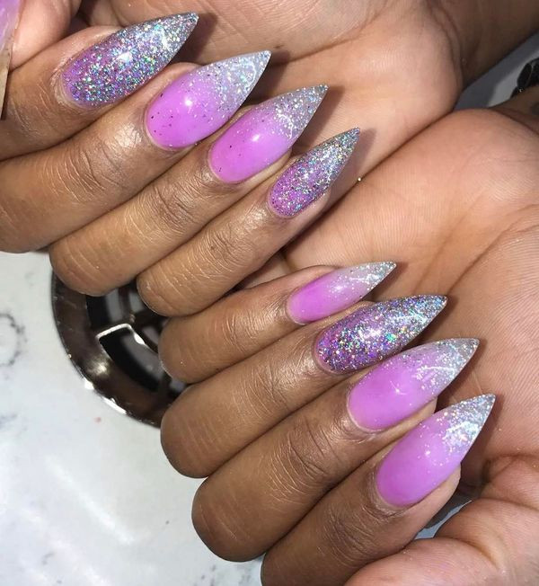 Glitter Pointy Nails
 77 Pointy Nails Designs Ideas For Real La s