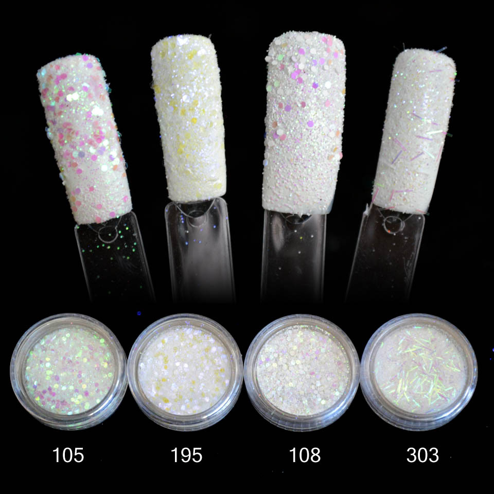 Glitter Powder Nails
 White Glitter Powder Spangles for Nails Design Dust for