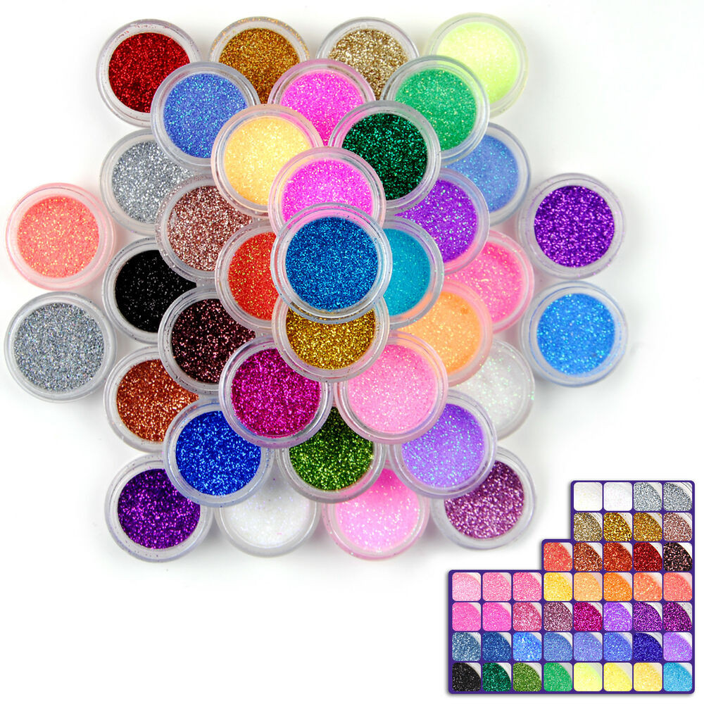 Glitter Powder Nails
 48 Colors Glitter Nail Art Dust Kit UV Acrylic Nail