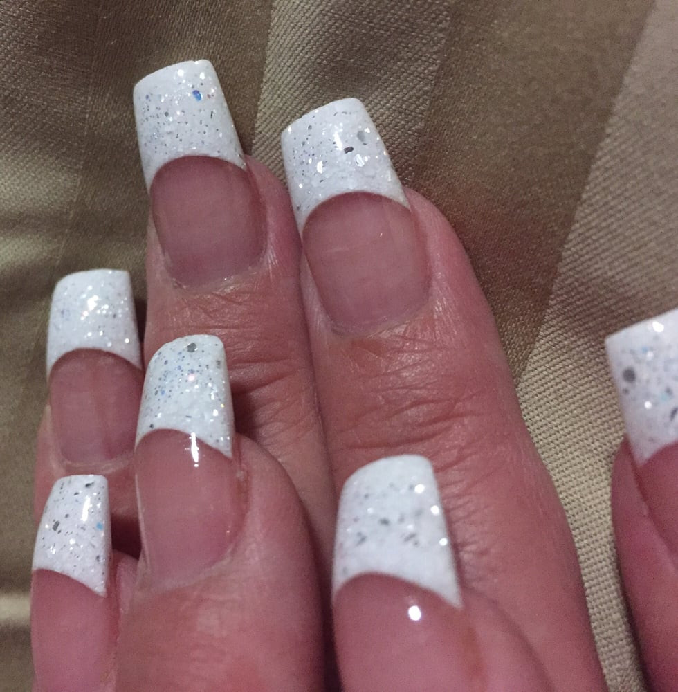 Glitter Powder Nails
 Natural nails with pink and white glitter acrylic powder