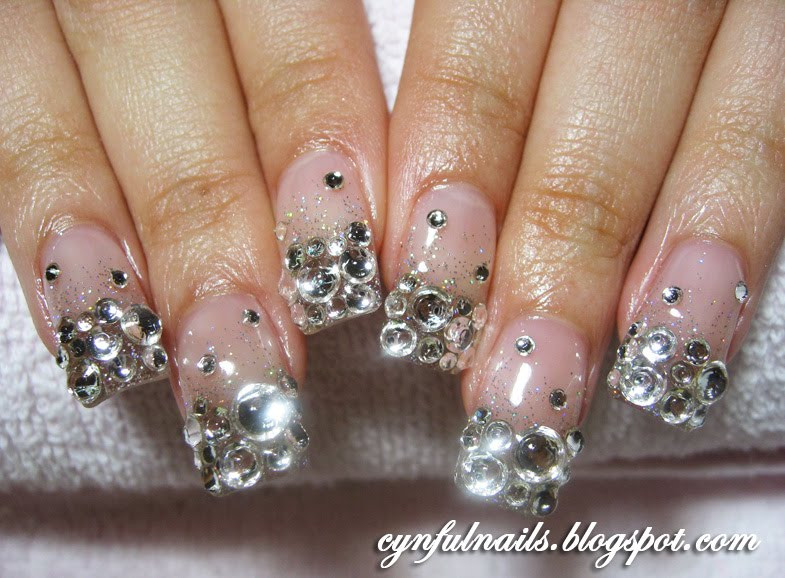 Glitter Wedding Nails
 Cynful Nails Clear and glittery