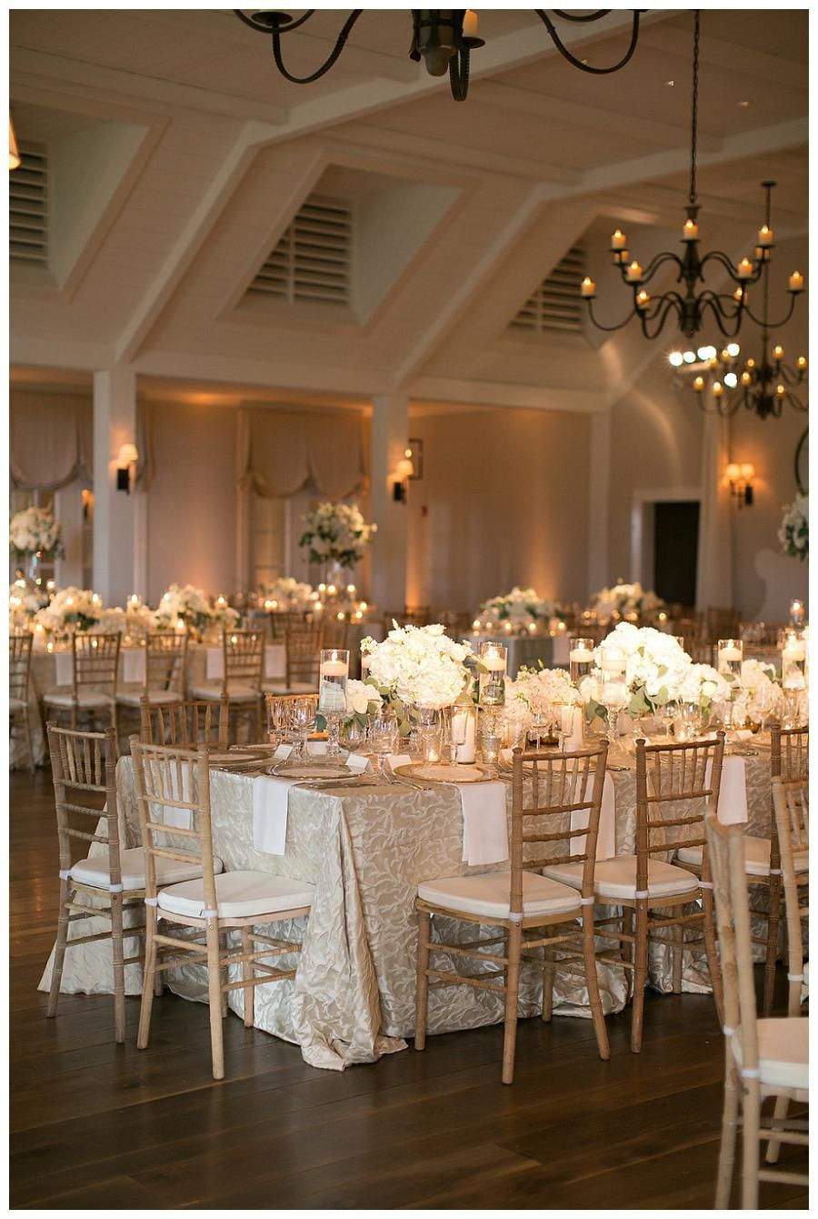 Gold And White Wedding Decor
 Gold ivory and white wedding reception decor with white