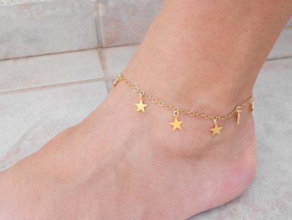 Gold Anklet Bracelet
 Gold star anklet Gold ankle bracelet