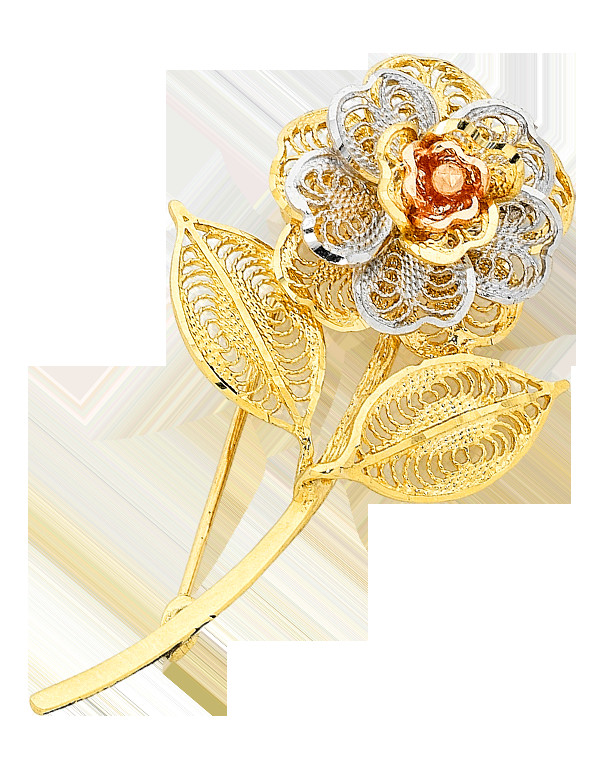 Gold Brooches
 Gold Brooch 9ct Three Tone Flower Brooch – Salera s
