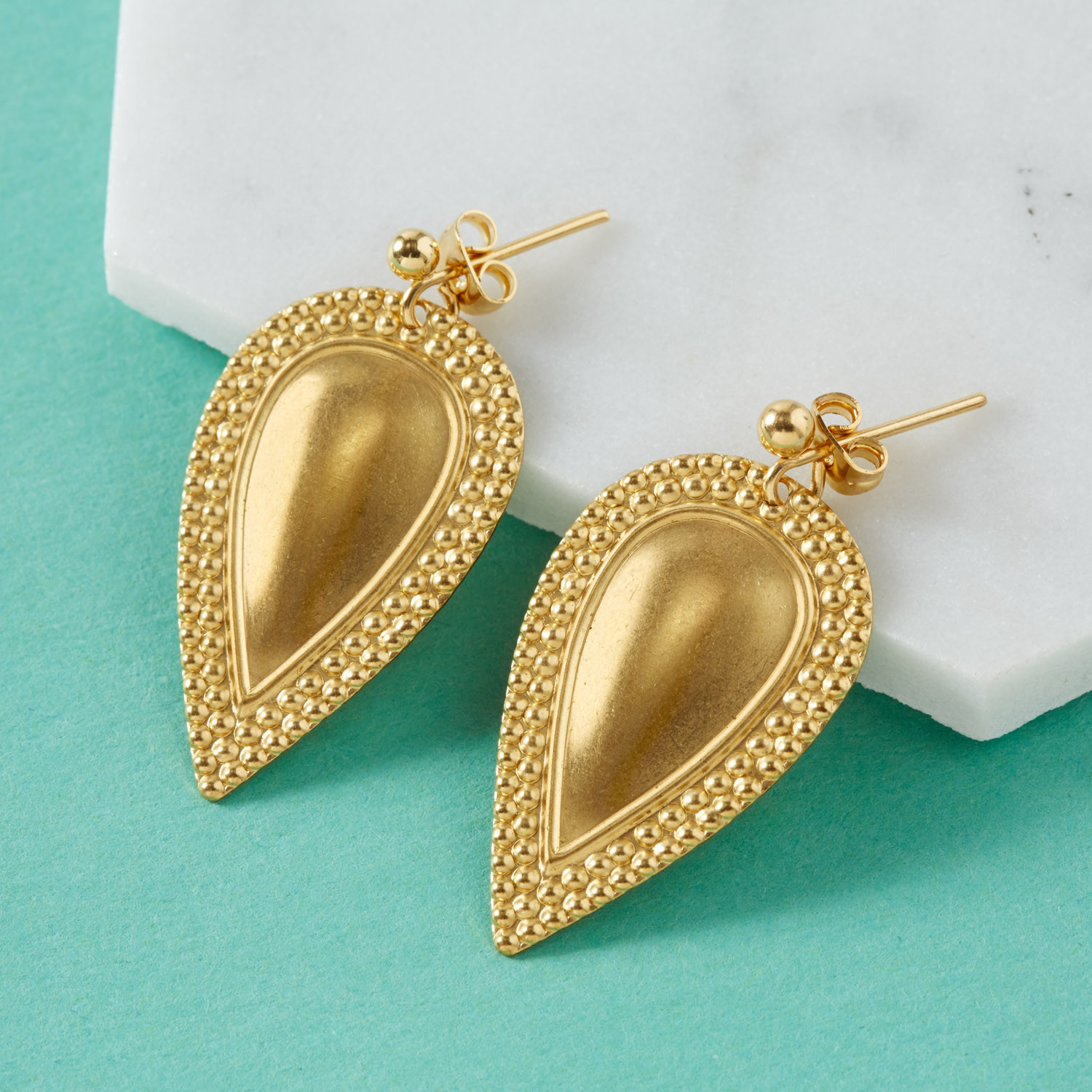 Gold Drop Earrings
 Teardrop Gold Drop Earrings Storm In A Teacup Jewellery