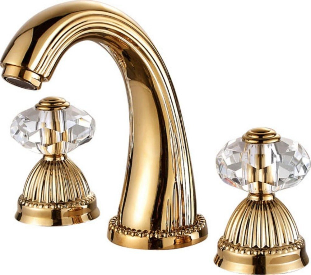 Gold Faucet Bathroom
 Free shipping PVD GOLD WIDESPREAD LAVATORY BATHROOM SINK