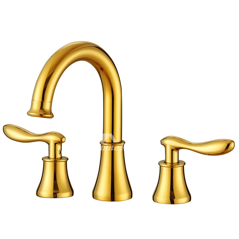 Gold Faucet Bathroom
 Gold Bathroom Faucet Widespread Two Handles Polished Brass