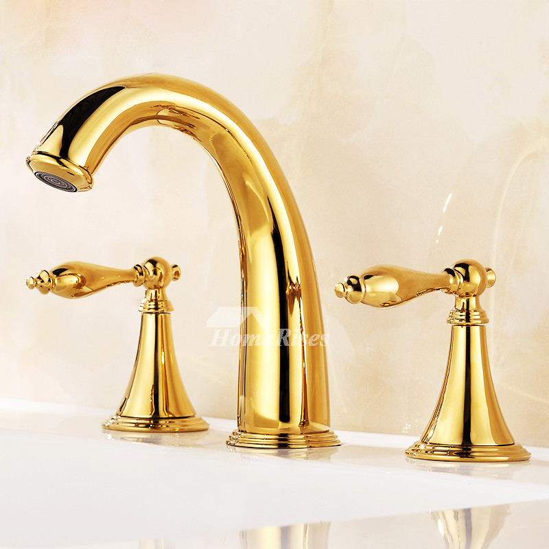 Gold Faucet Bathroom
 Gold Bathroom Faucet Widespread Two Handles Polished Brass