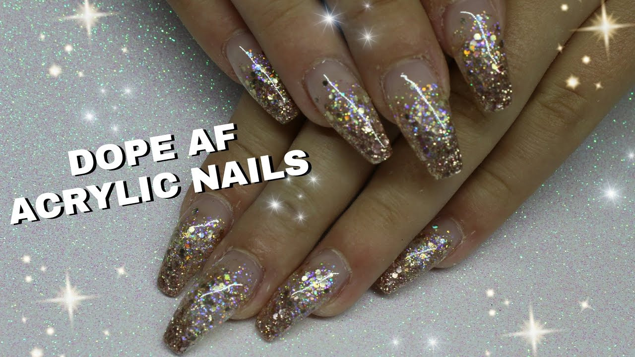 Gold Glitter Acrylic Nails
 HOW TO ROSE GOLD GLITTER GRADIENT ACRYLIC NAILS