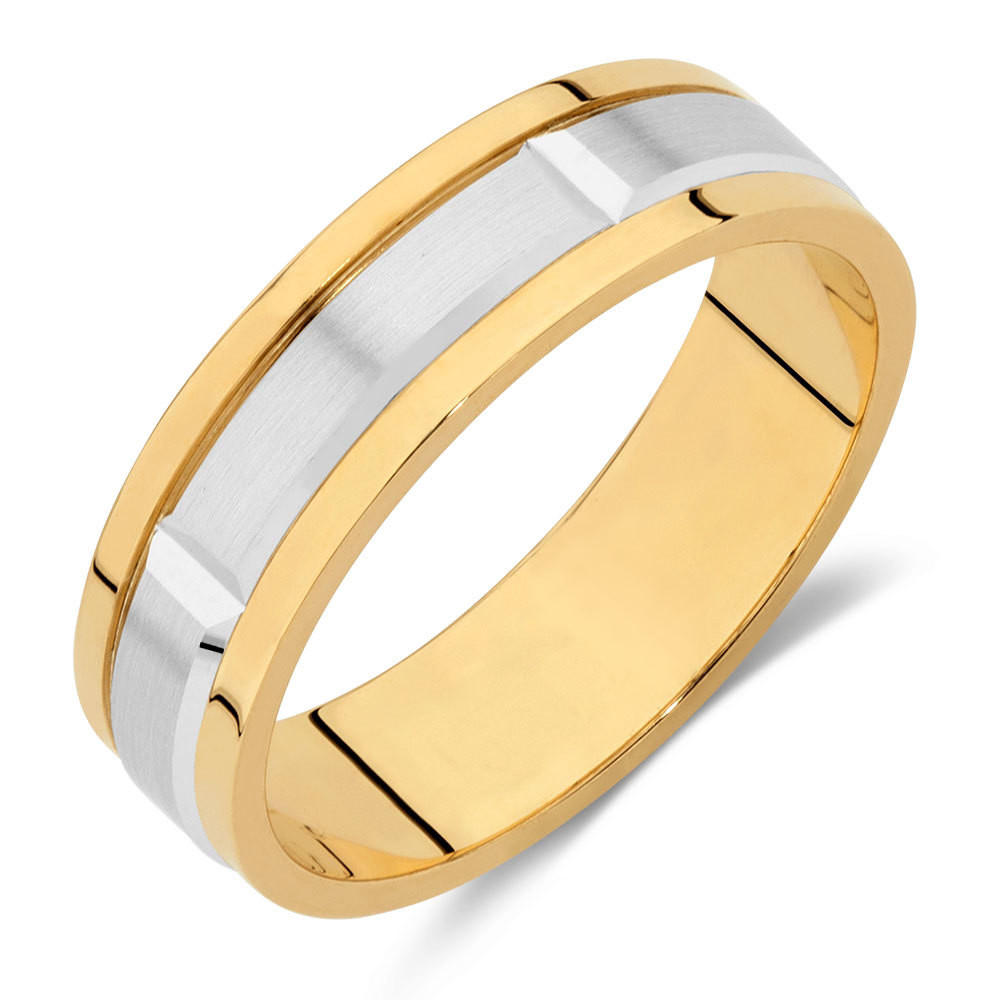 Gold Mens Wedding Band
 Men s Wedding Band in 10ct Yellow & White Gold