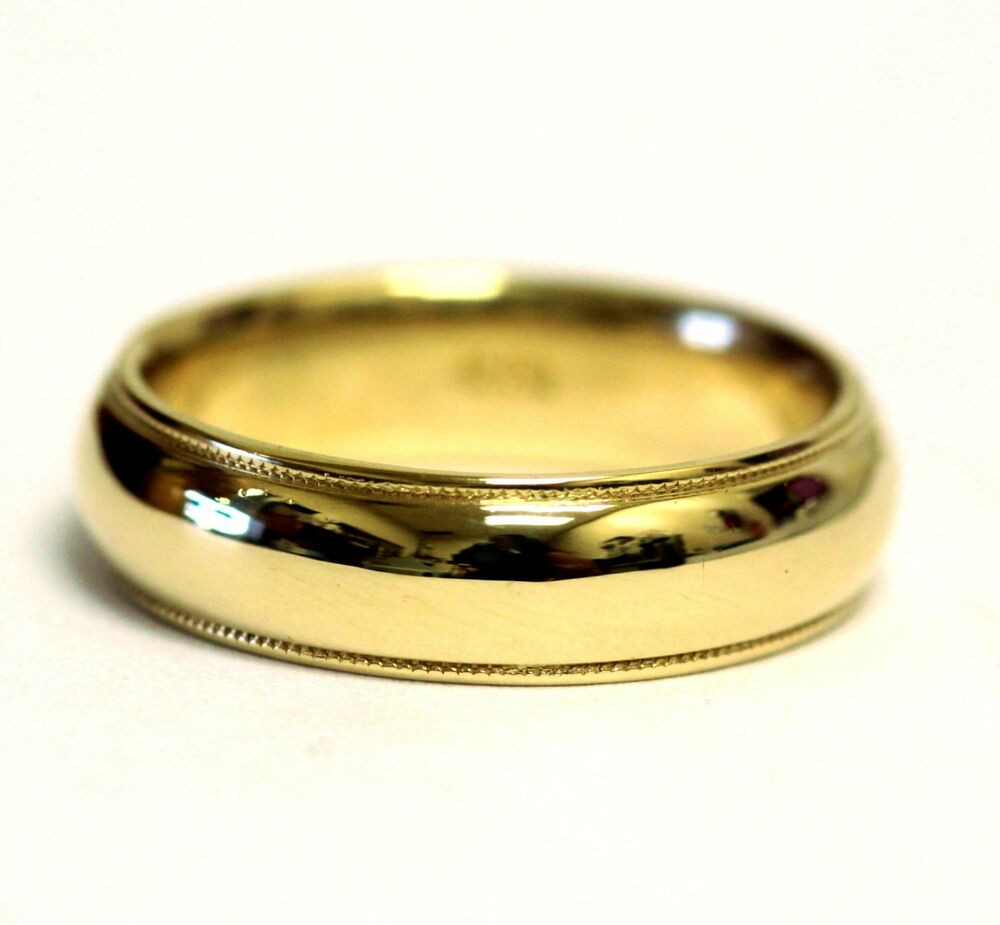 Gold Mens Wedding Band
 14k yellow gold mens gents milgrain wedding band ring 6mm