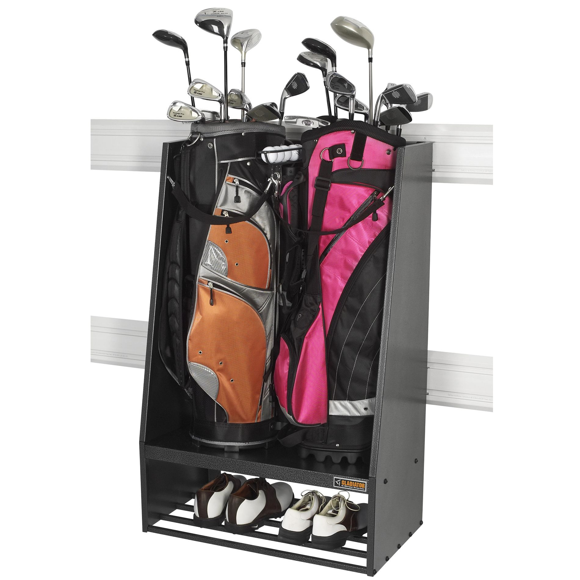 Golf Organizer For Garage
 Gladiator Premier Series Weleded Steel 2 Bag Golf Caddy