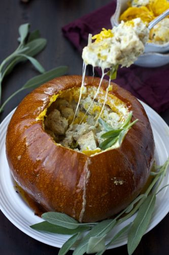 Gourmet Vegetarian Thanksgiving Recipes
 Leek and Gruyère Bread Pudding Baked in a Pumpkin