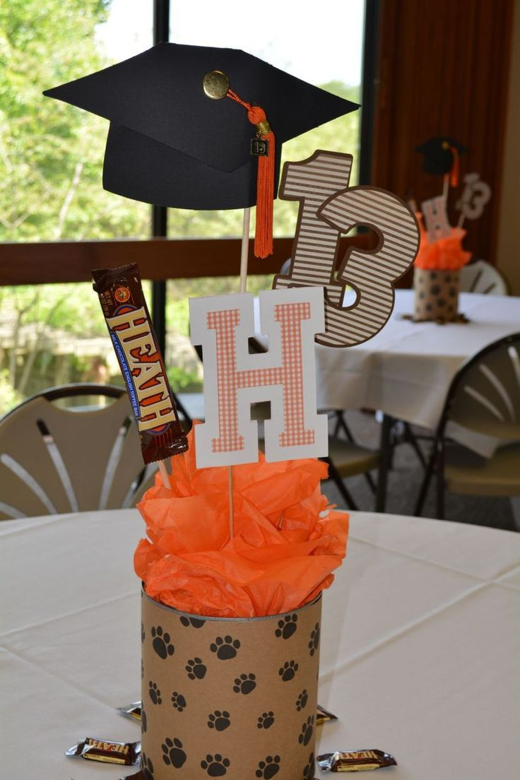 Graduation Party Gift Table Ideas
 Homemade graduation table centerpiece with paw print