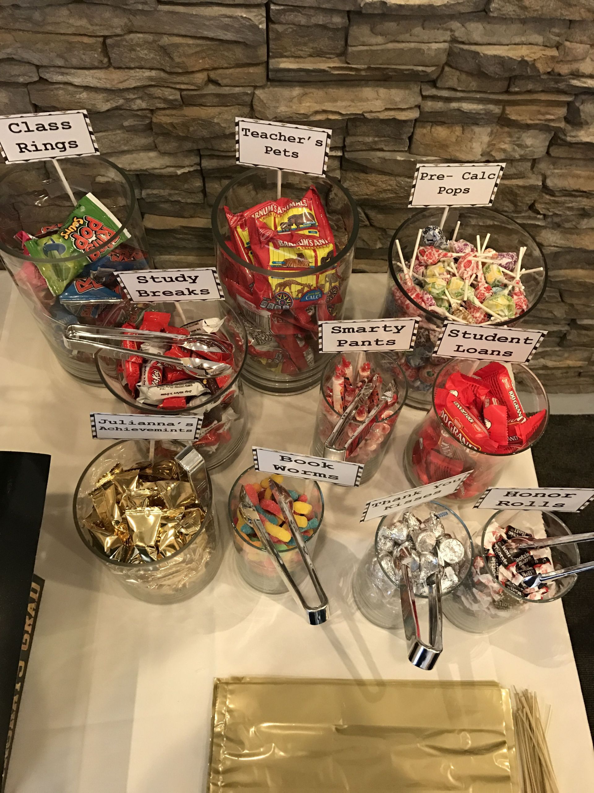Graduation Party Gift Table Ideas
 College graduation themed candy bar Party