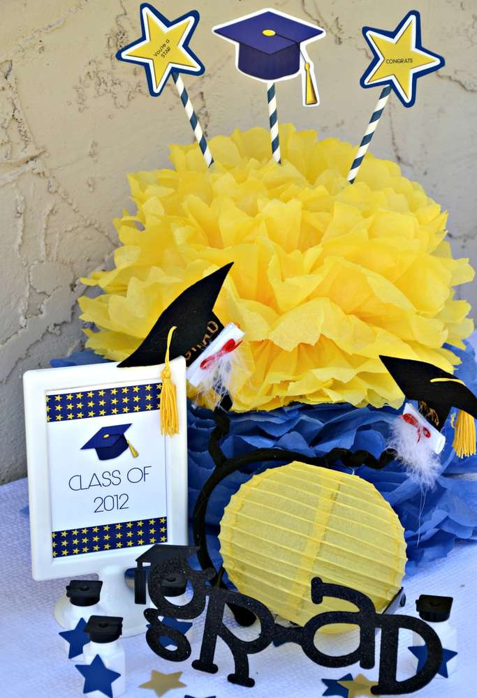 Graduation Party Ideas Blue And Gold
 Blue and Yellow Graduation End of School Party Ideas