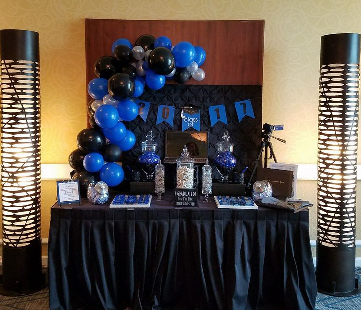 Graduation Party Ideas Blue And Gold
 Royal Blue Silver and Black Balloon Garland to accent