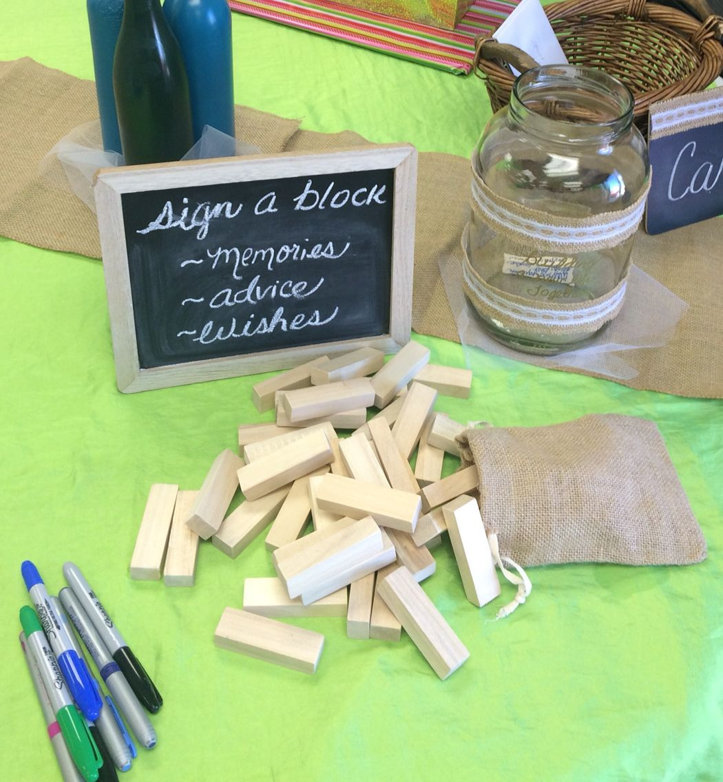 Graduation Party Signing Ideas
 Replaces a guest book Guests sign Jenga game pieces and