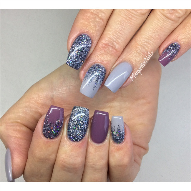 Gray Glitter Nails
 Grey Nails With Glitter Ombré Nail Art Gallery