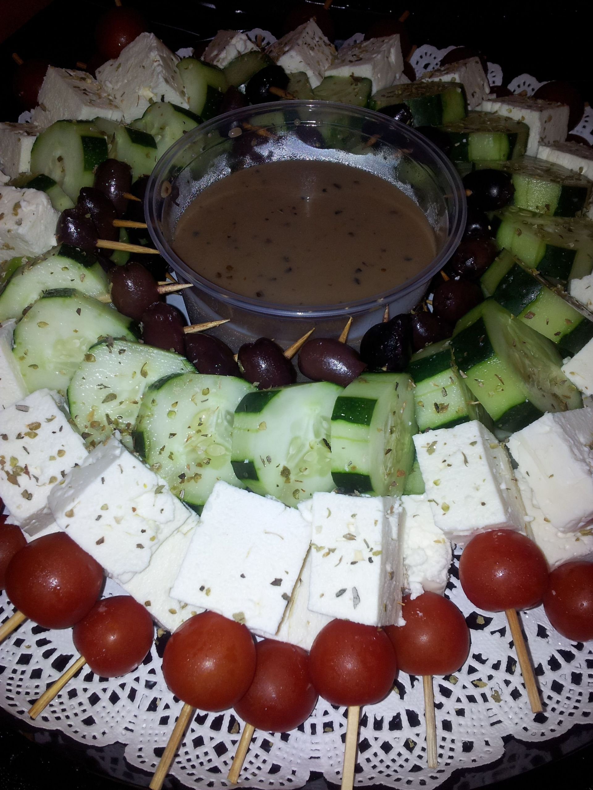 Greek Dinner Party Menu Ideas
 Greek Salad on a Stick with Balsamic Vinaigrette in 2019