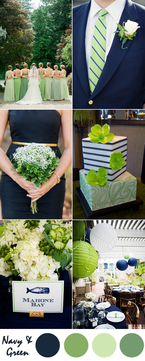 Green And Blue Wedding Colors
 Ten Most Gorgeous Navy Blue Wedding Color Palette Ideas