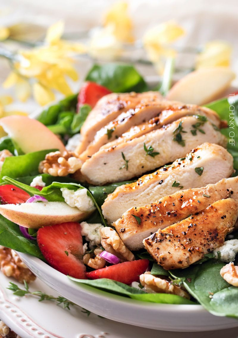 Grilled Chicken For Salad
 Grilled Chicken Strawberry Spinach Salad The Chunky Chef